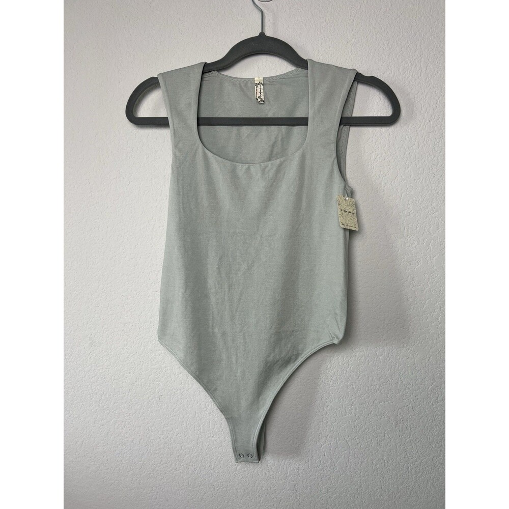 NWT Free People Intimately Bodysuit Womens Size XS S Mineral Grey Thong Scoop